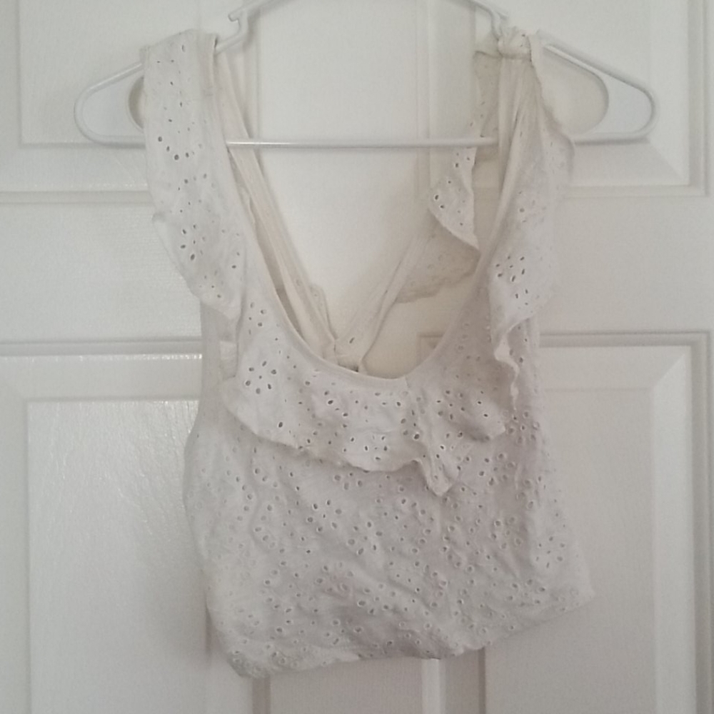 White Cropped Hollister Top